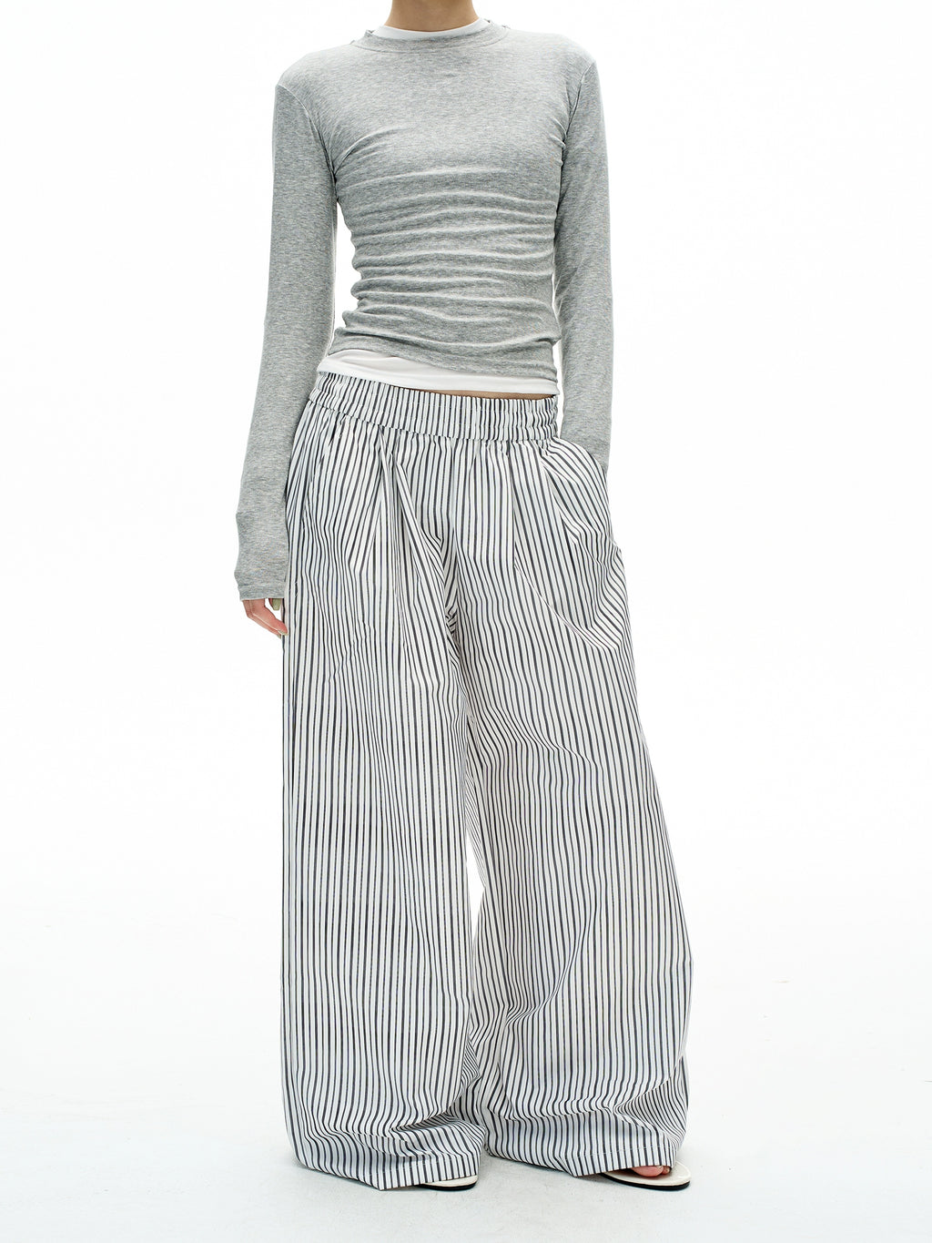 MADWITCH Vintage Lazy Striped Elastic Waist Casual Pants