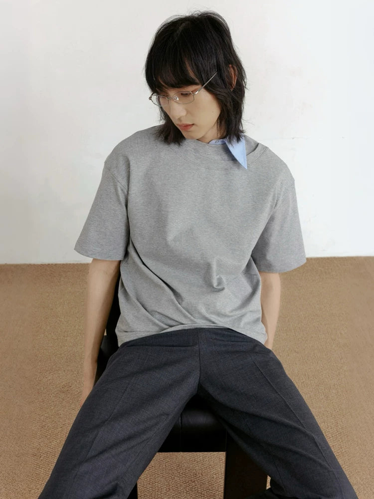 COLN Fake Two Piece Double Neck Tee