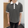 MANUSCRIPT Striped False Two-piece Front Shoulder Contrasting Tee