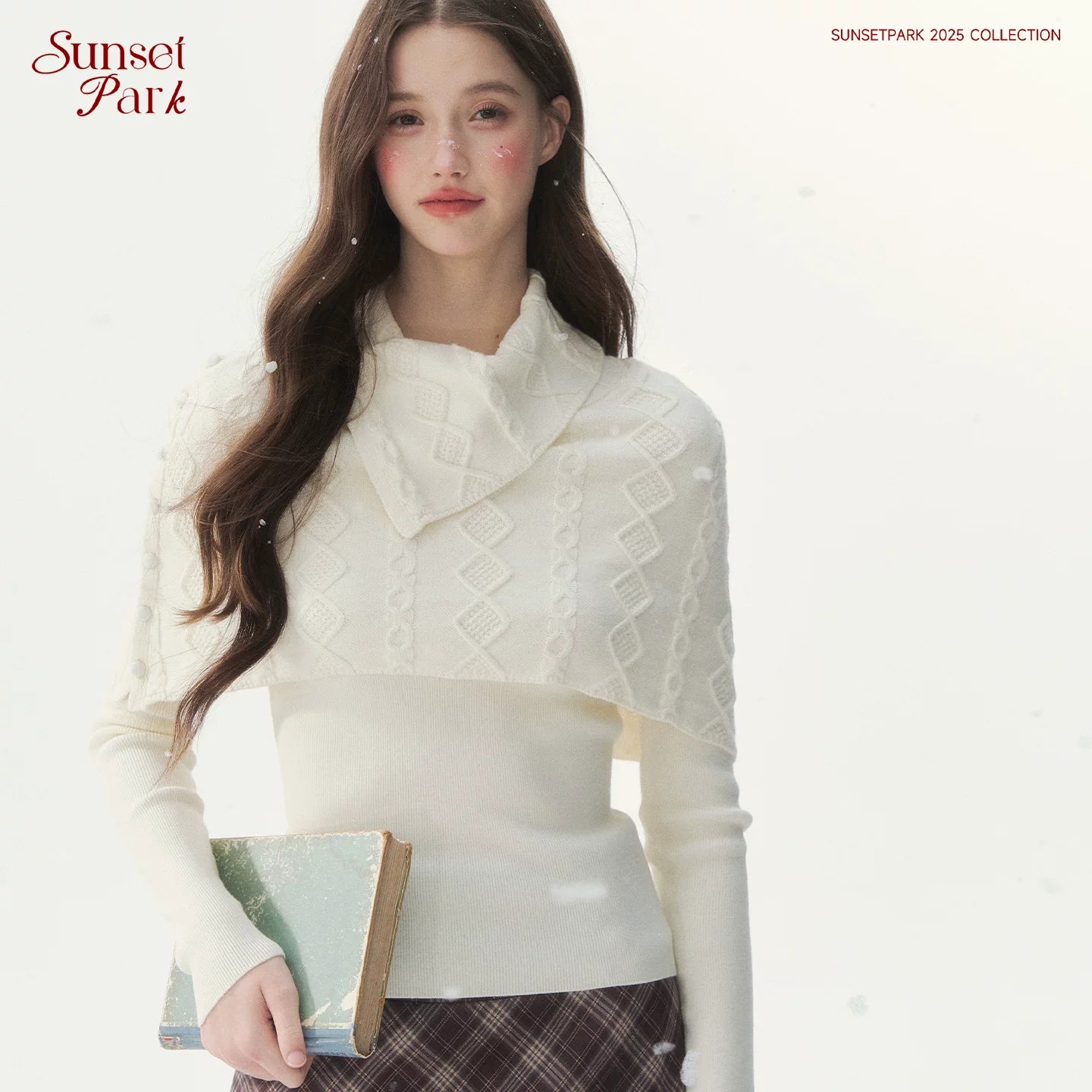 SunsetPark Fake Two-Piece Vintage Twist Knitted Sweater