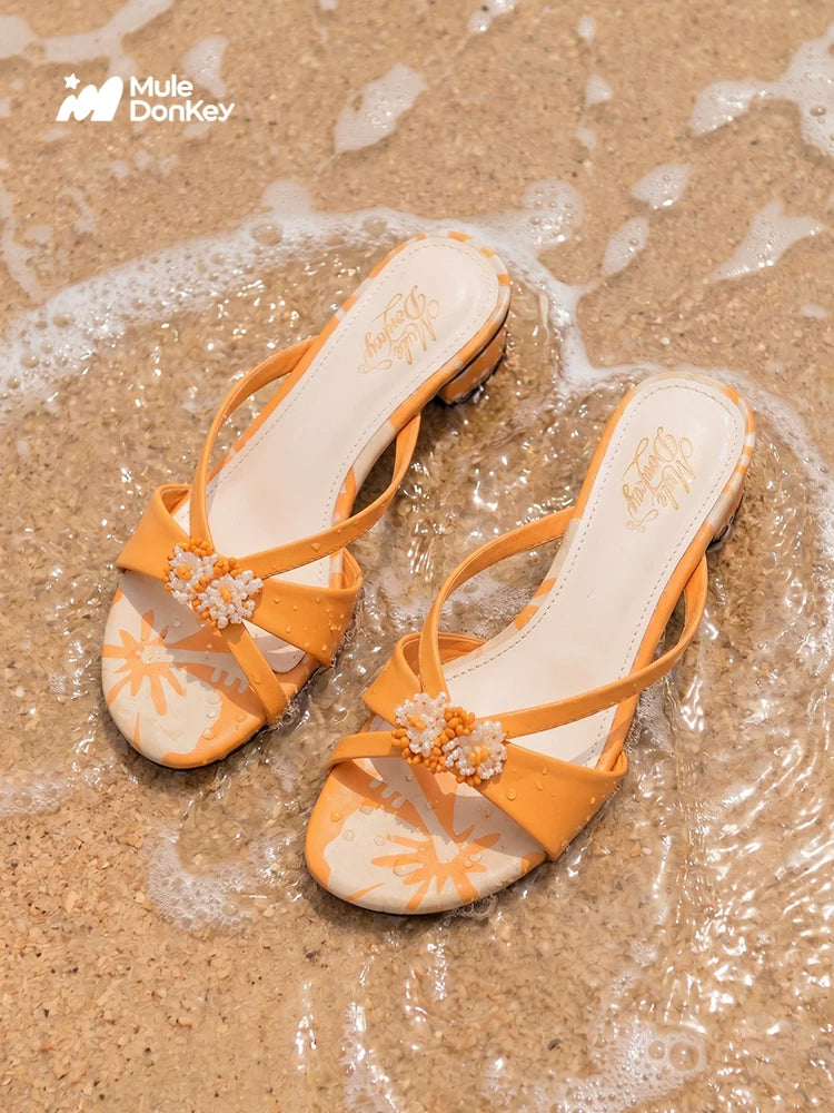 Donkey Outerwear Vacation High-heeled Open-toed Sandals