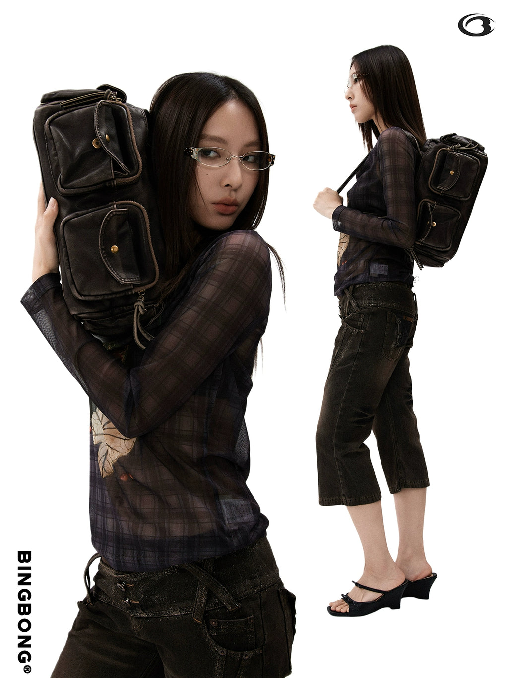 BINGBONG Retro Locomotive Armpit Bag Simple Multi-pocket Portable