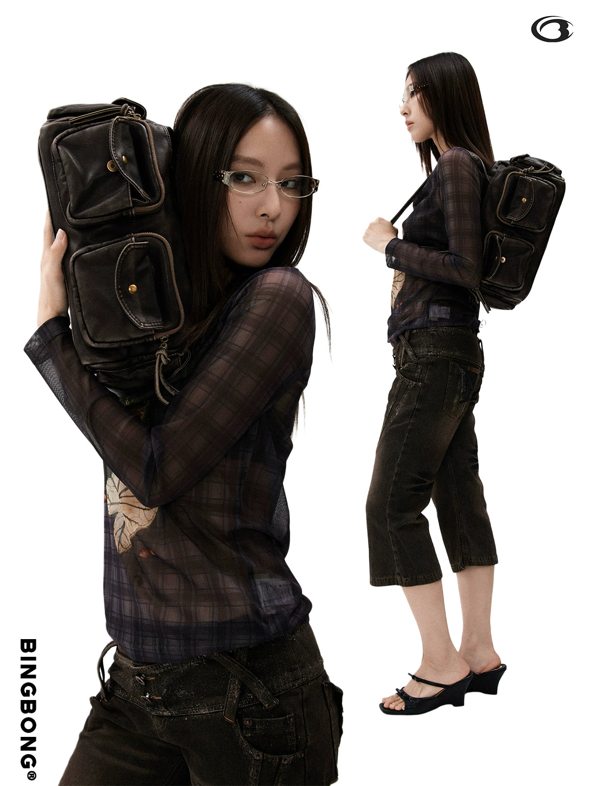 BINGBONG Retro Locomotive Armpit Bag Simple Multi-pocket Portable