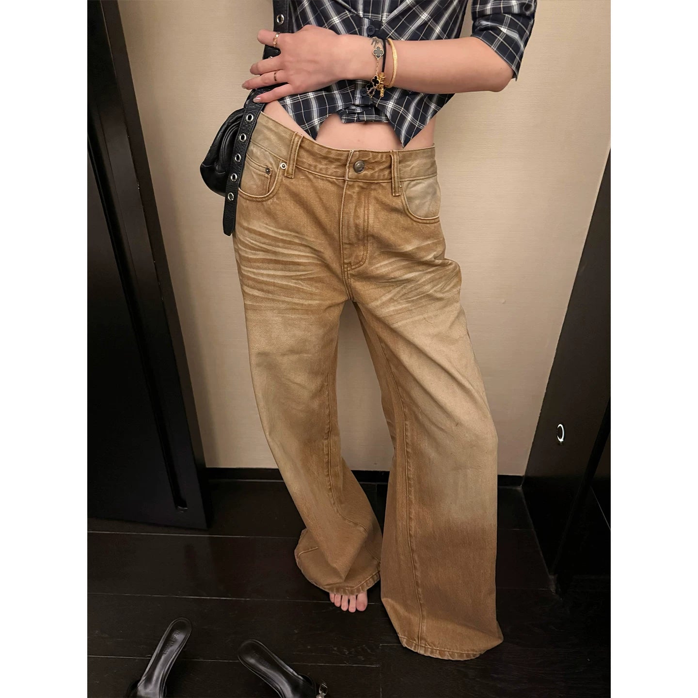 YOUNG KYLIN Straight Wide-leg Casual Jeans