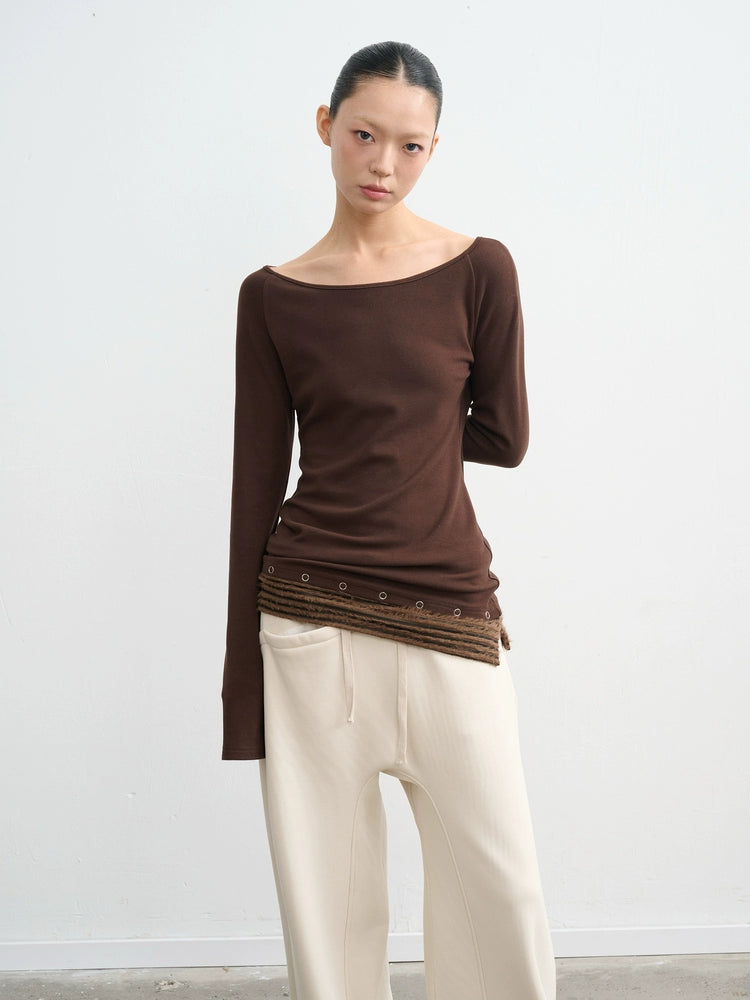 LINY LIBERTY Paneled Striped Slim Long Sleeves