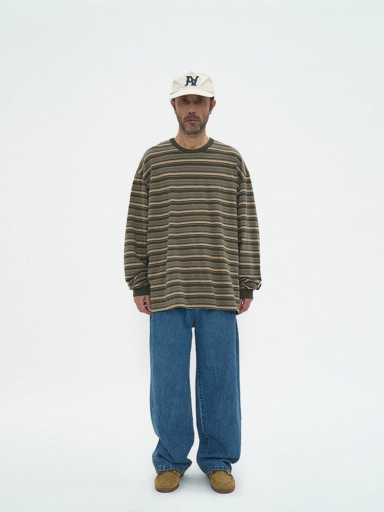 PARTIMENTO Vintage Contrast Striped Long Sleeve