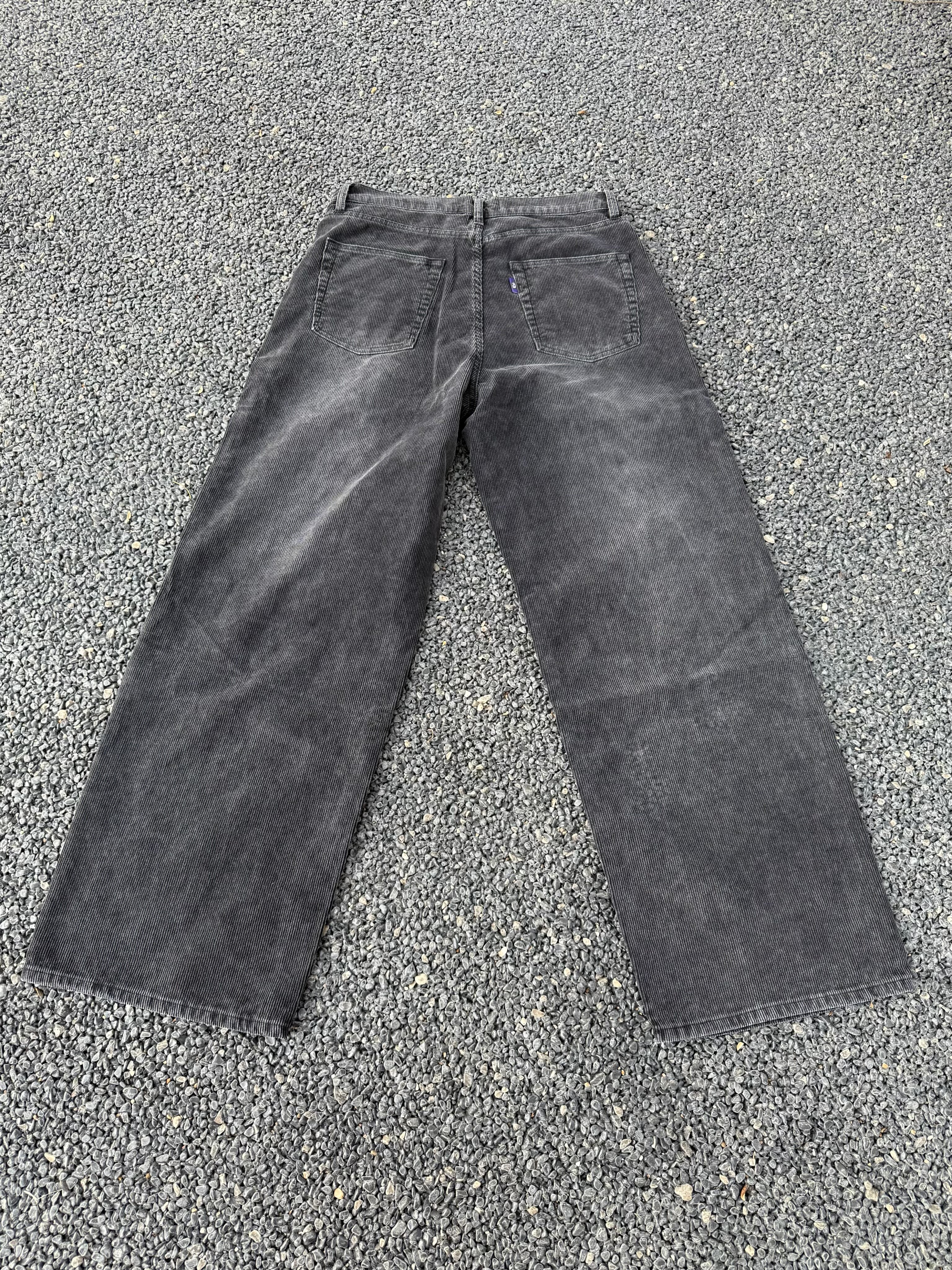 VOWPROGRESS  Corduroy Faded Embroidered Straight Loose Vintage Trousers