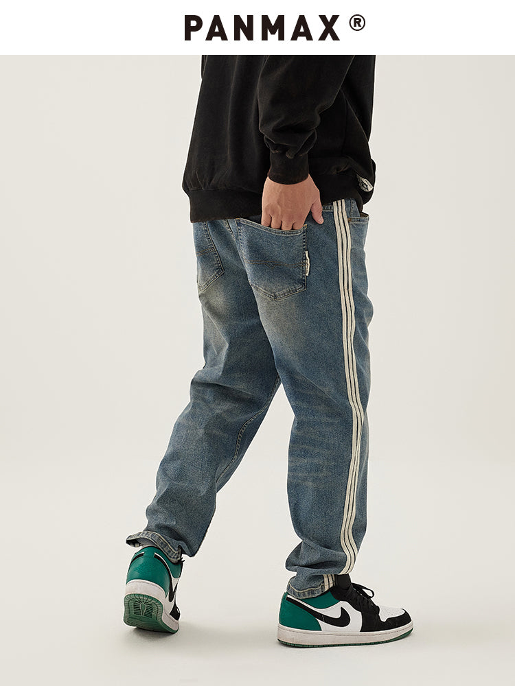 PANMAX Vintage Plus Loose Wide Leg Straight Jeans