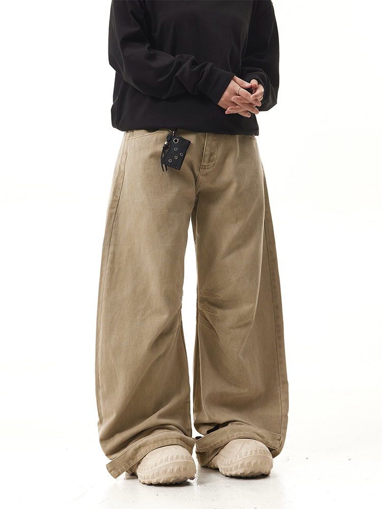 (Clearance) BTSG Retro Silhouette Khaki Loose Baggy Wide Leg Casual Banana Pants