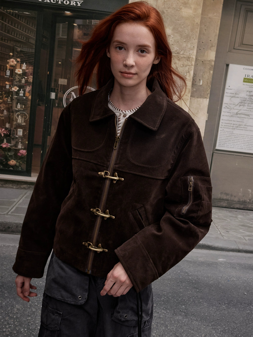 MADWITCH imitation suede short jacket women's edition