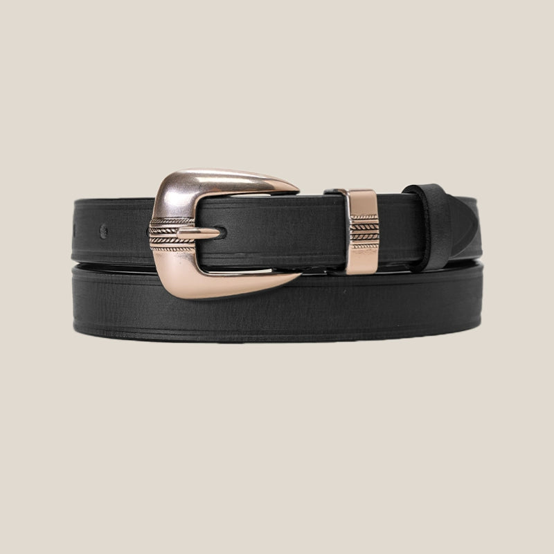 CULTUM Vintage Versatile Engraved Silver Buckle Leather Belt
