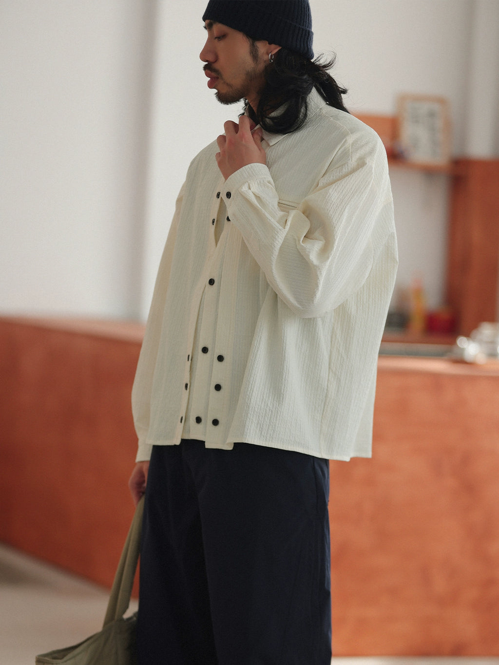 NOEARS Japanese Retro Loose Square Collar Shirt