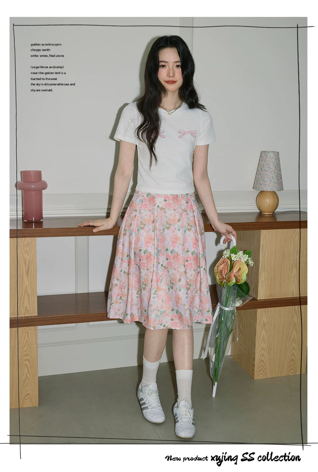 XUJING High Waist and Thin Temperament Floral Skirt