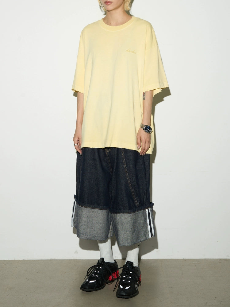 MICHINNYON English Printed Crew Neck Loose Casual Tee