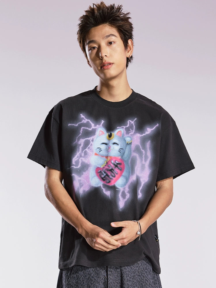 Remedy Thunderbolt Lucky Cat Loose Tee