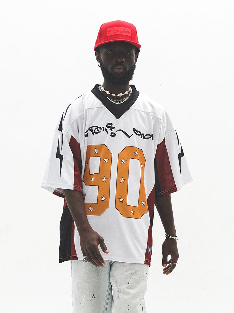 UNTILWERICH Vintage Color Matching Mesh Quick-drying Basketball Football Jersey