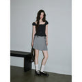 XUJING Square Neck Lace Slim Waist Tee