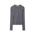 Nariele Button Design Slim Fit Crew Neck Long Sleeve