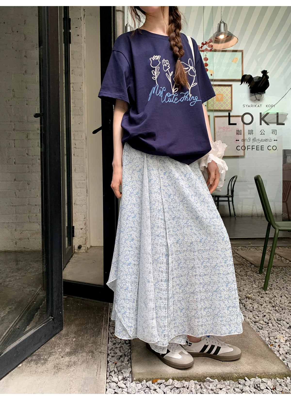KANO Temperament Slim Floral Skirt