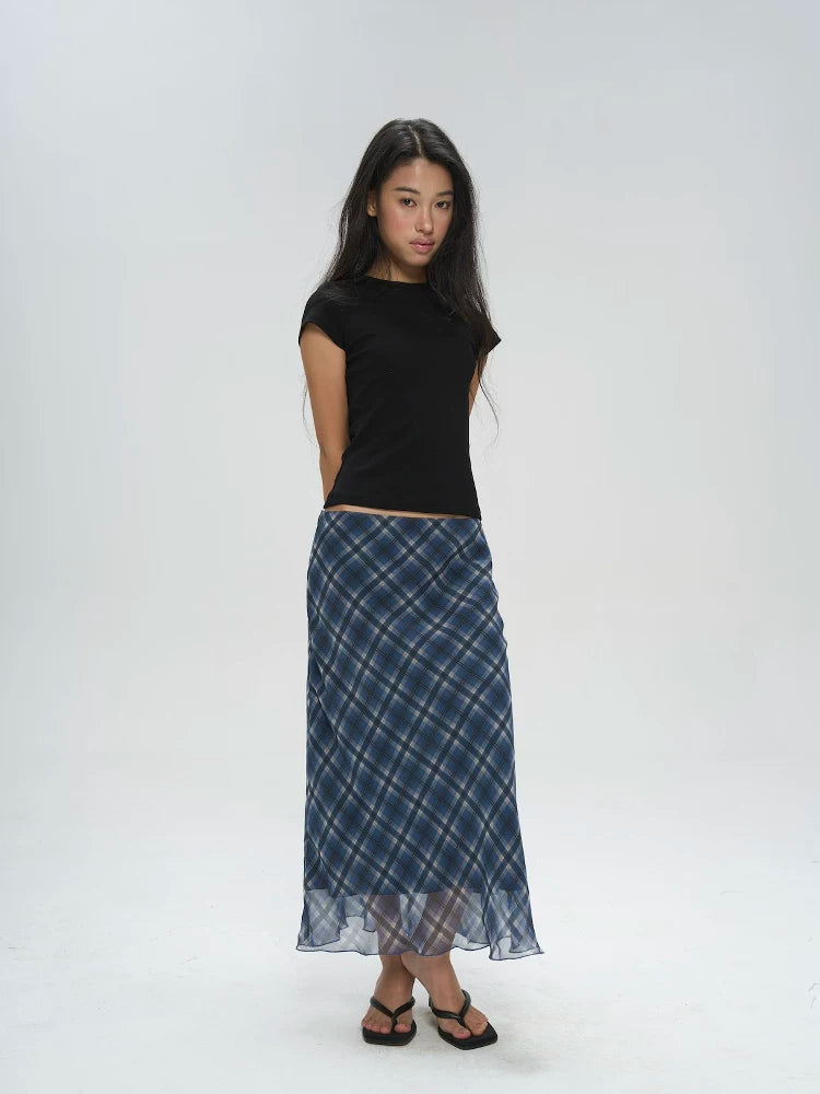 Veryrareme Low-rise Checked Chiffon Skirt