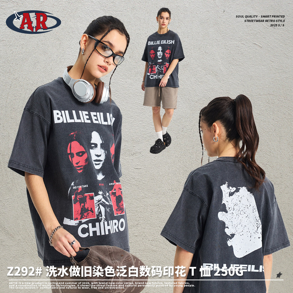 ARTIE Loose Cotton Printing Tide Tee