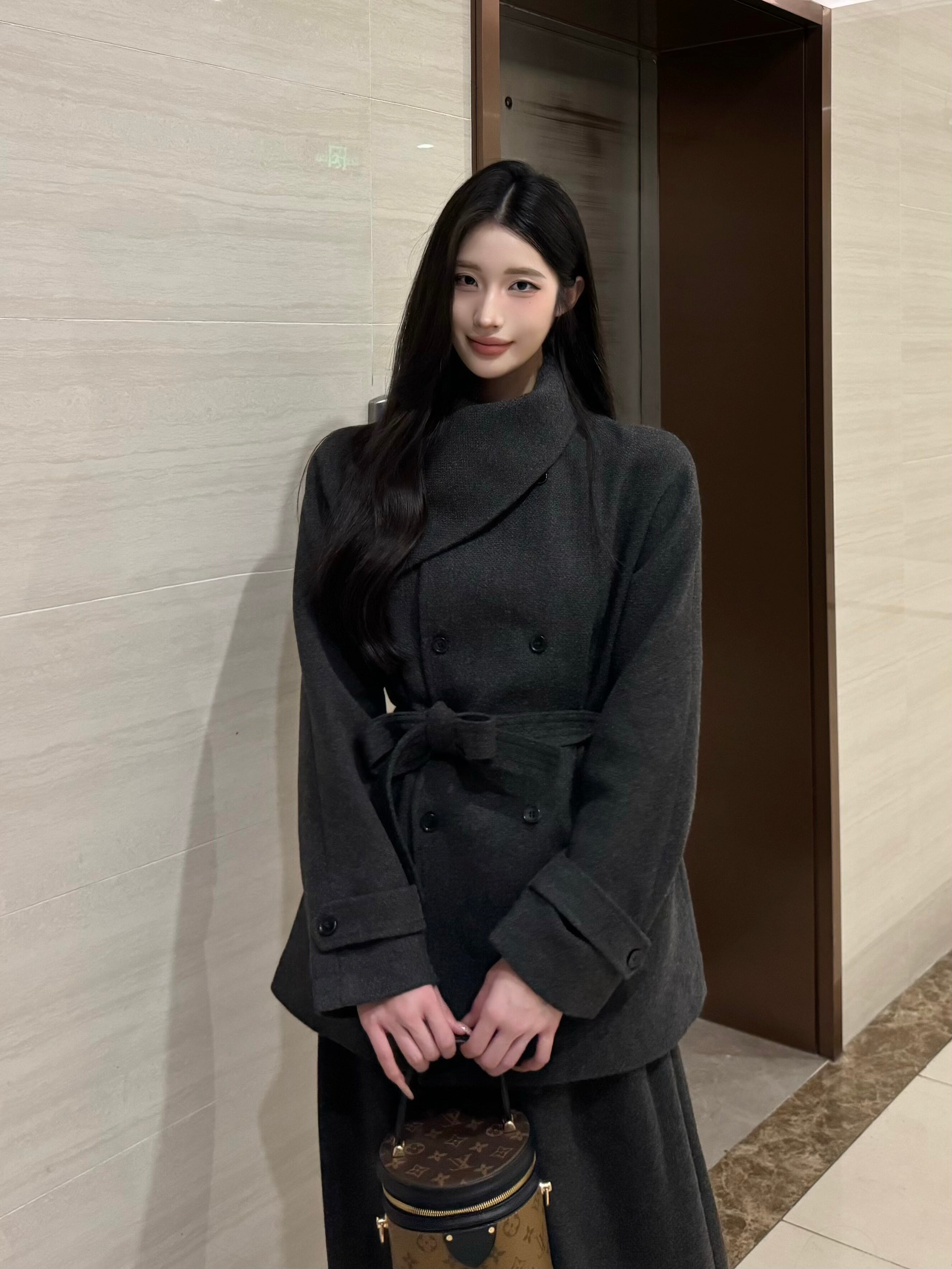 PANPANSTUDIO Thickened Woolen Jacket Wide-leg Pants Set