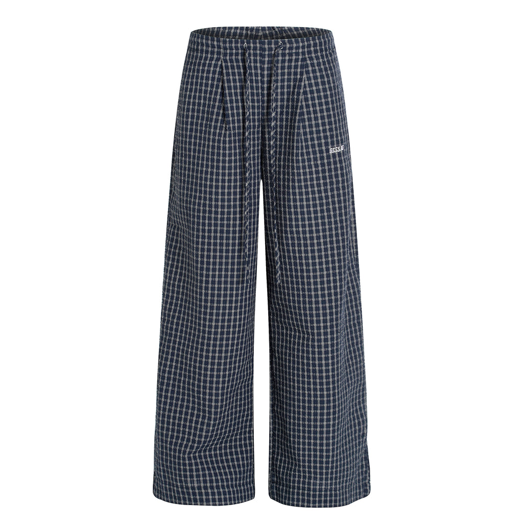 BLACKLISTS Lazy Casual Checked Wide Leg Floor Pants