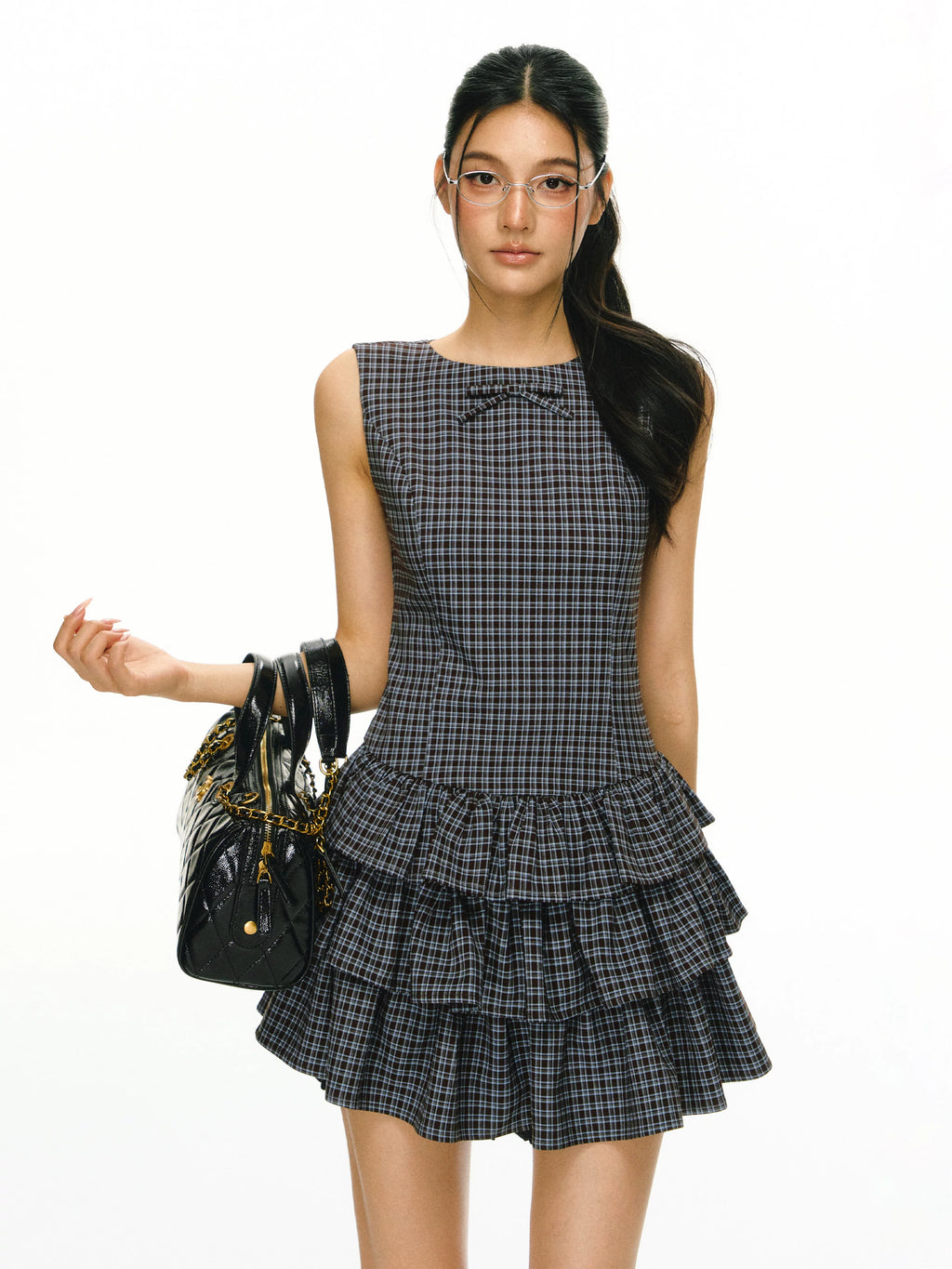 Ariseism Vintage Plaid Sleeveless Dress
