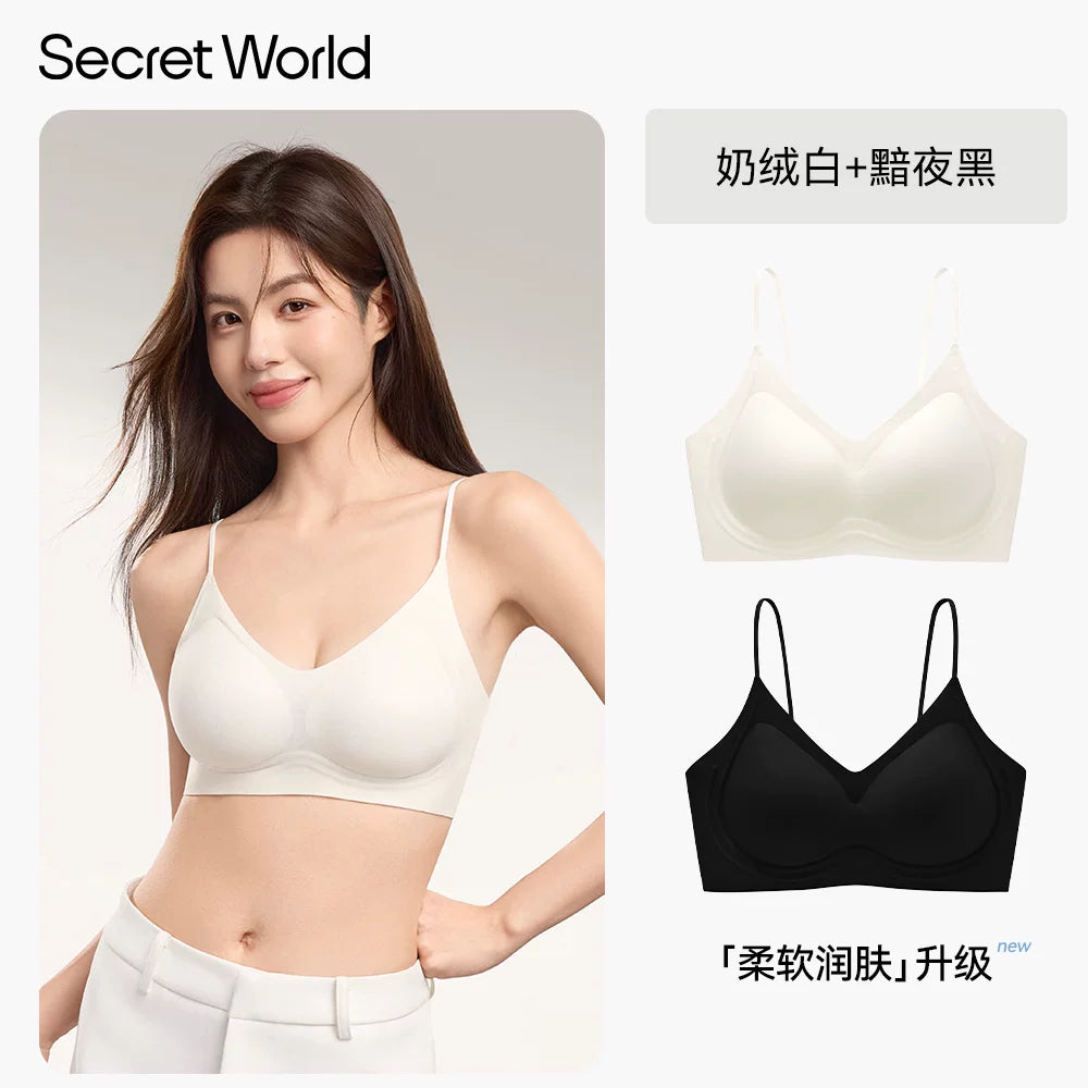 Secret World Small Breasts Collected Skinny Shoulder Straps Bra Cover