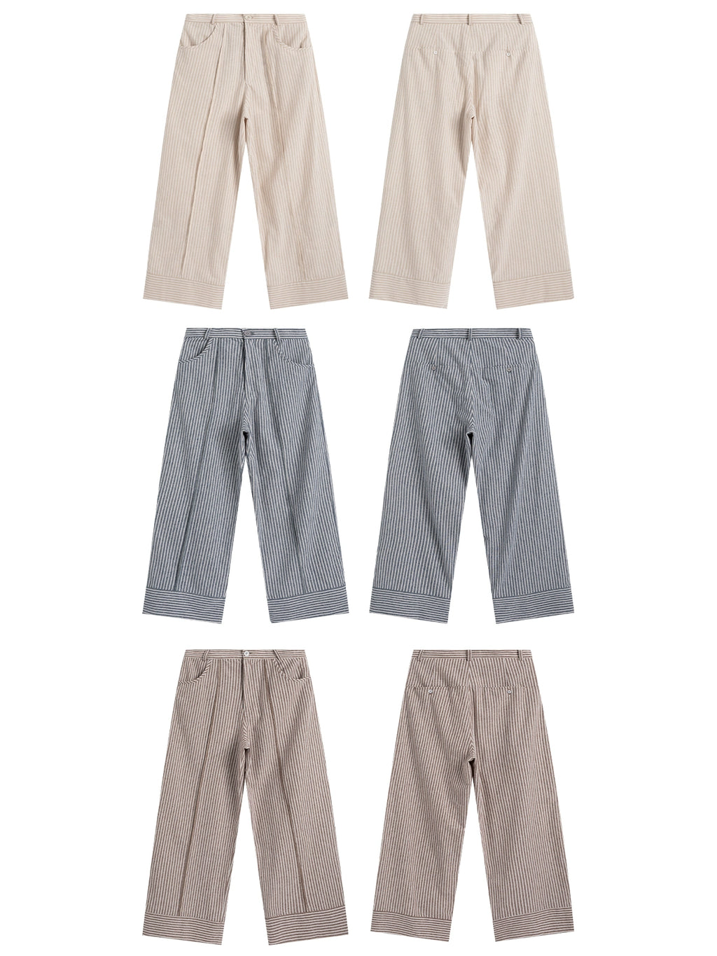 Loopsoon Vintage Striped Casual Versatile Straight Wide Leg Pants