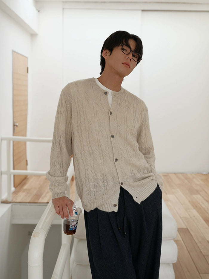 CARPEM Thin Twist Simple Knitted Cardigan Sweater