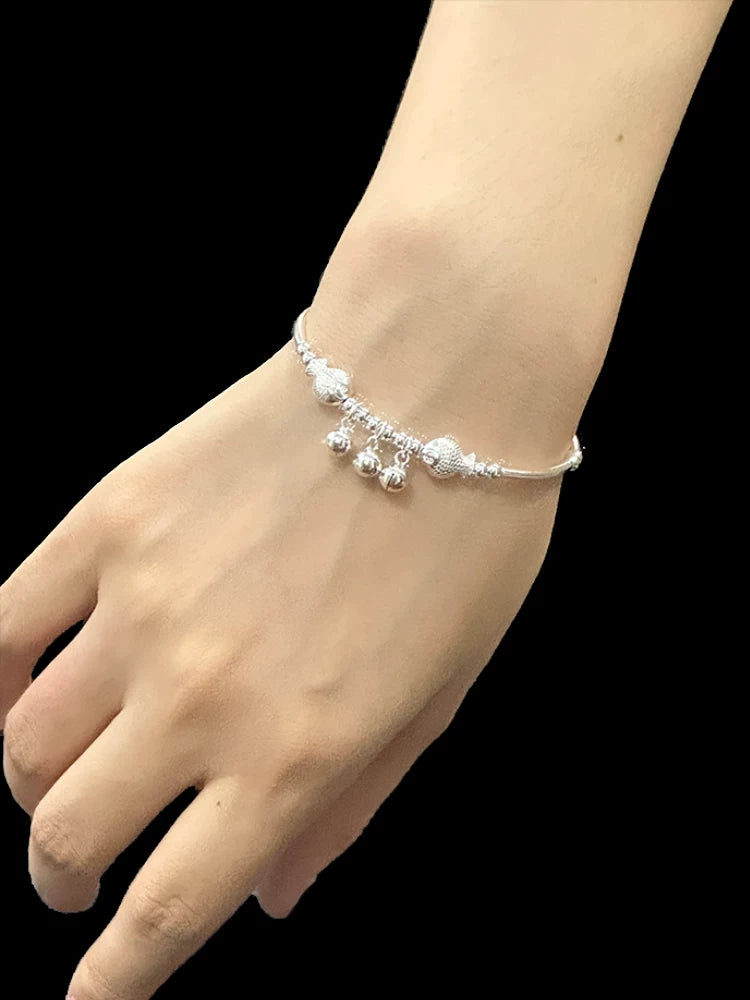NO SOLUTION Plain Silver Fish Bell Bracelet