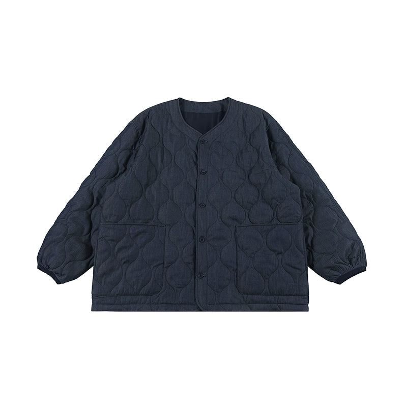 NOEARS Collarless Loose Big Pocket Vintage Coat