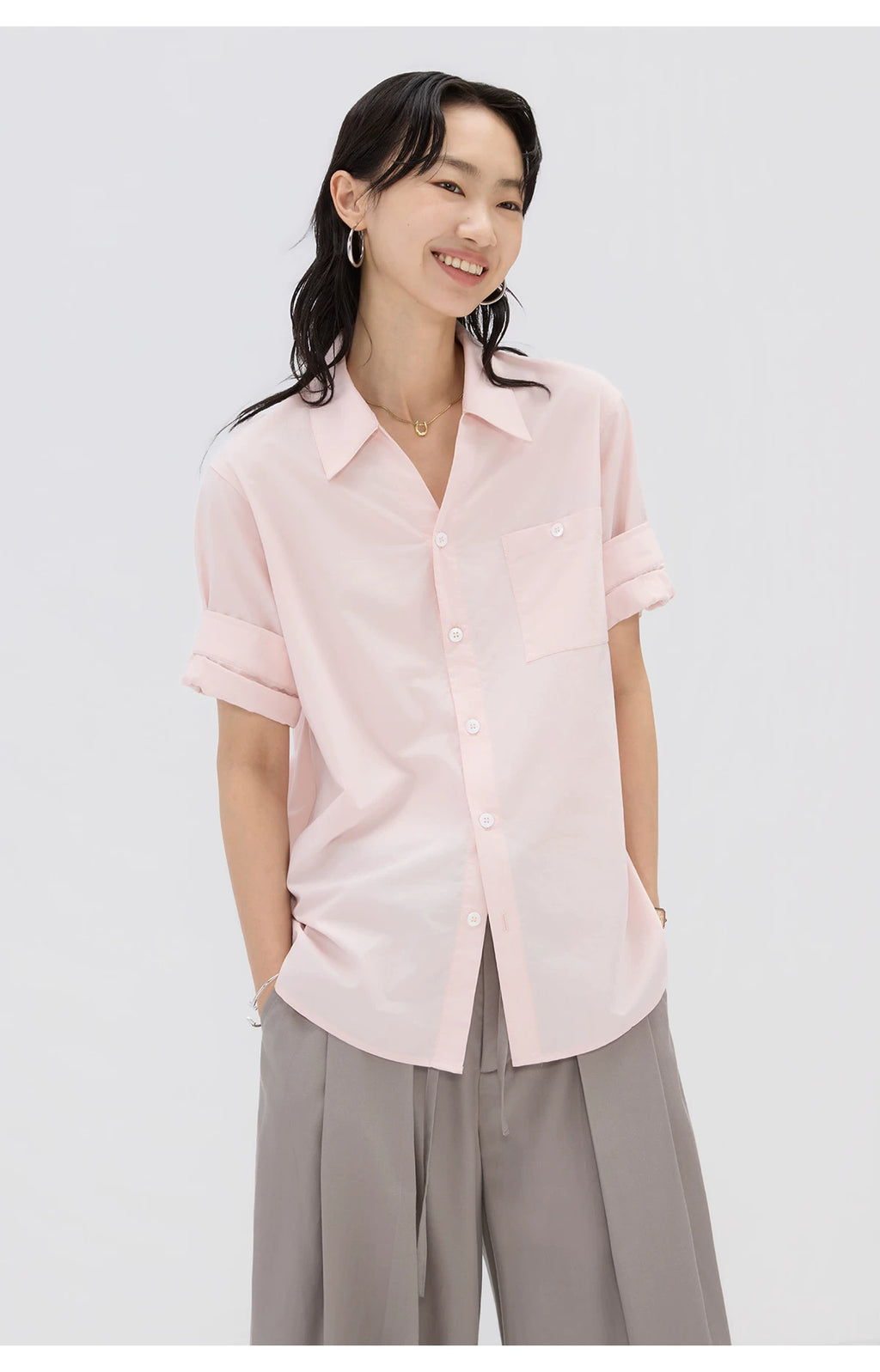 Sameuoo Minimalist Versatile Short Sleeve Shirt