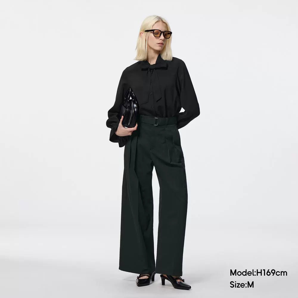 GU Straight Casual Pleated Simple Wide-leg Pants