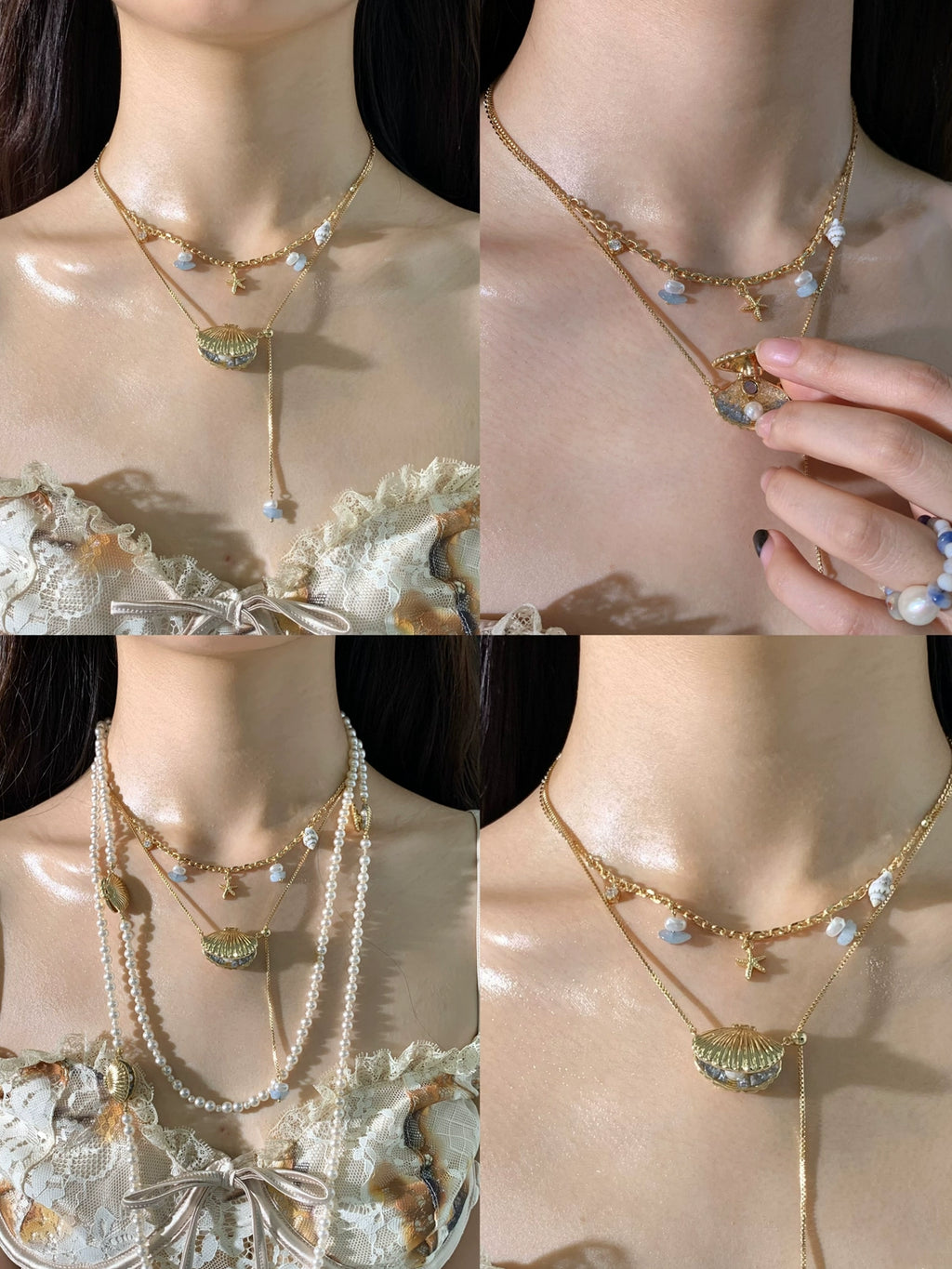 SUMIYAKI Shell Premium Sense Clavicle Chain Stacked Chain Pendant
