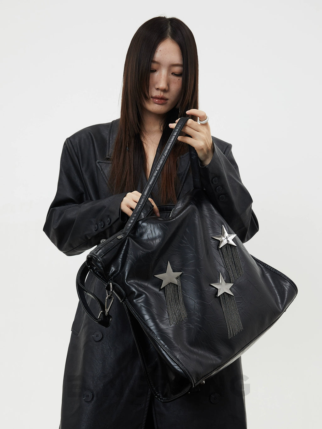 BINGBONG Large Capacity Messenger Tote Bag Single Shoulder Fringed Large Bag