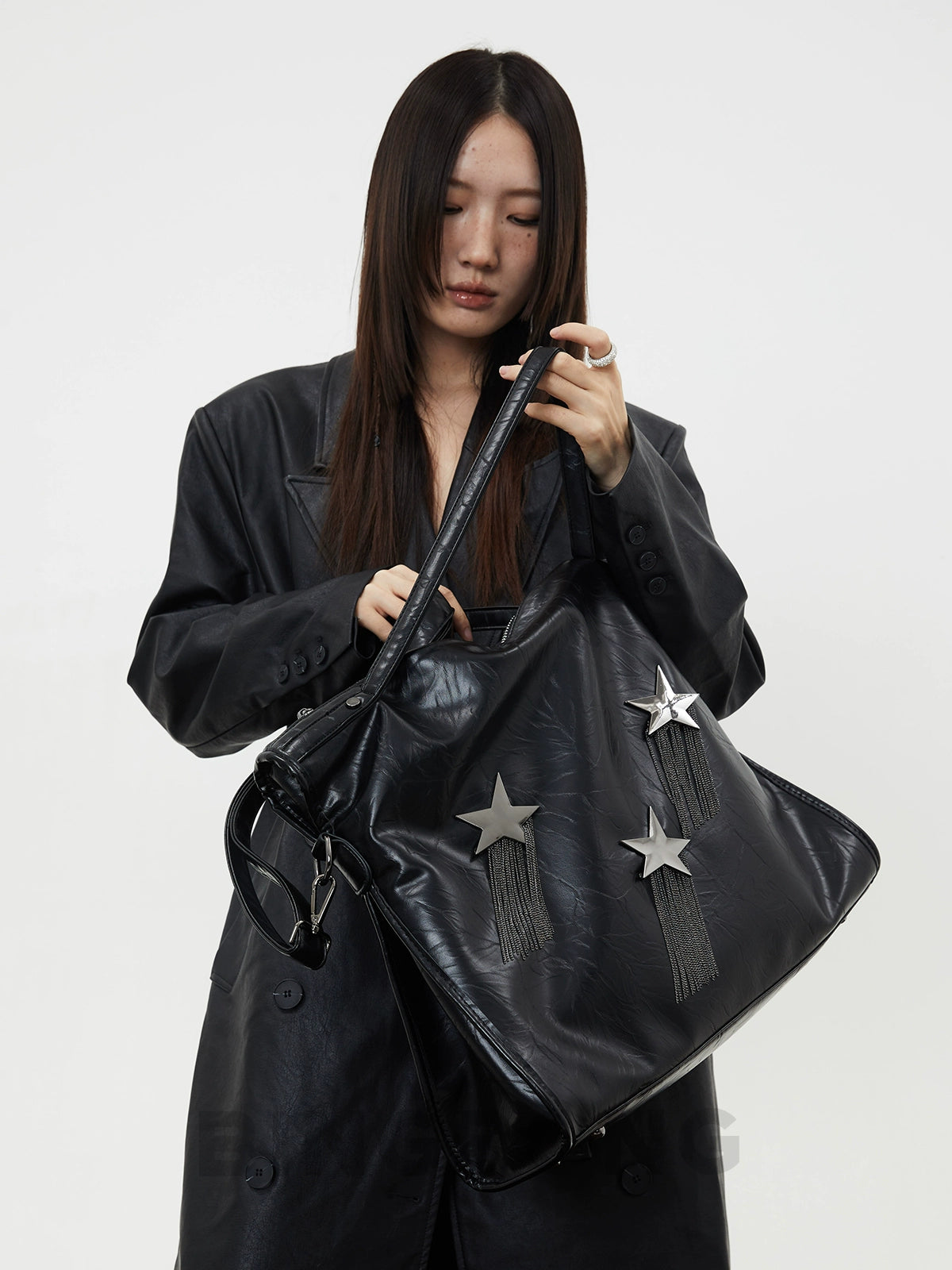 BINGBONG Large Capacity Messenger Tote Bag Single Shoulder Fringed Large Bag