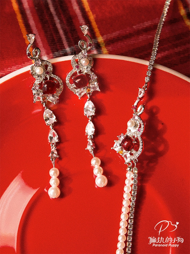 ParanoidP New Chinese Gourd Pearl Fringed Earrings