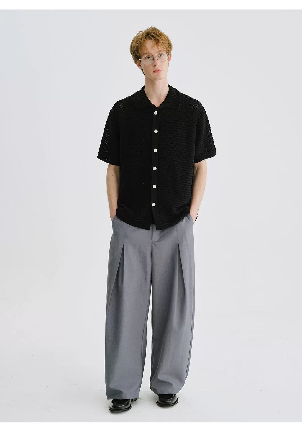 LIVINGTOWN Cutout Versatile Knit Short-sleeve Shirt