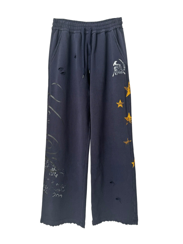 Human Star Print Loose Casual Trousers