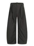 11KN Drawstring Retro Pleated Loose and Thin Trousers