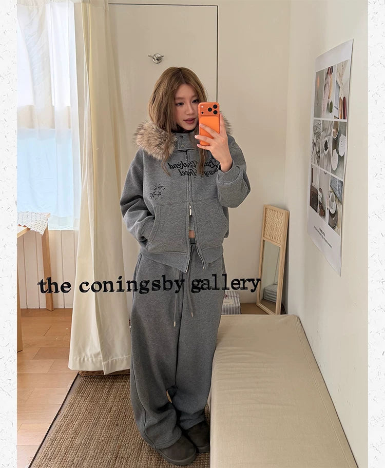 CCYE Double Waist Fleece Drawstring Casual Leggings