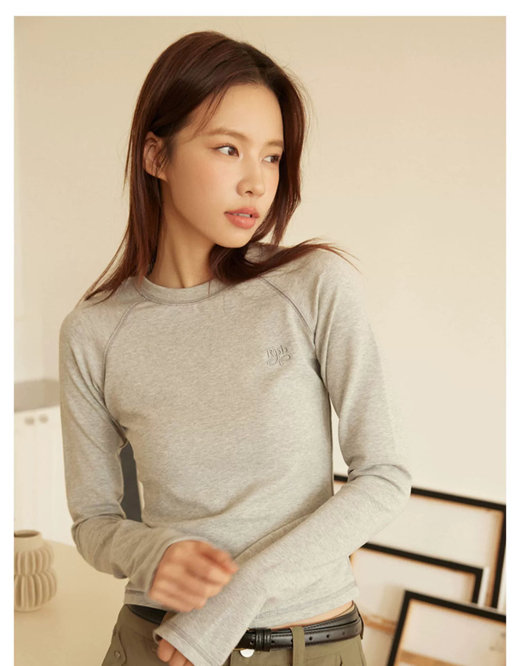 RPB BRAND Vintage Slim Fit Rough Sleeve Versatile Bottom Top