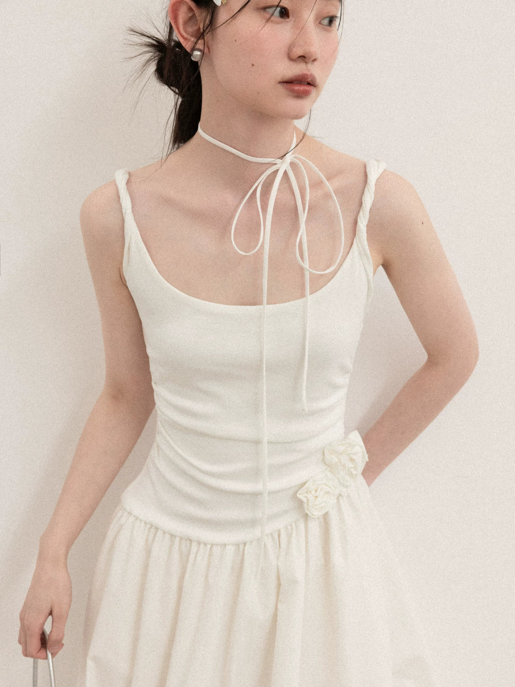 Cantonstory Simple Waist Suspender Dress
