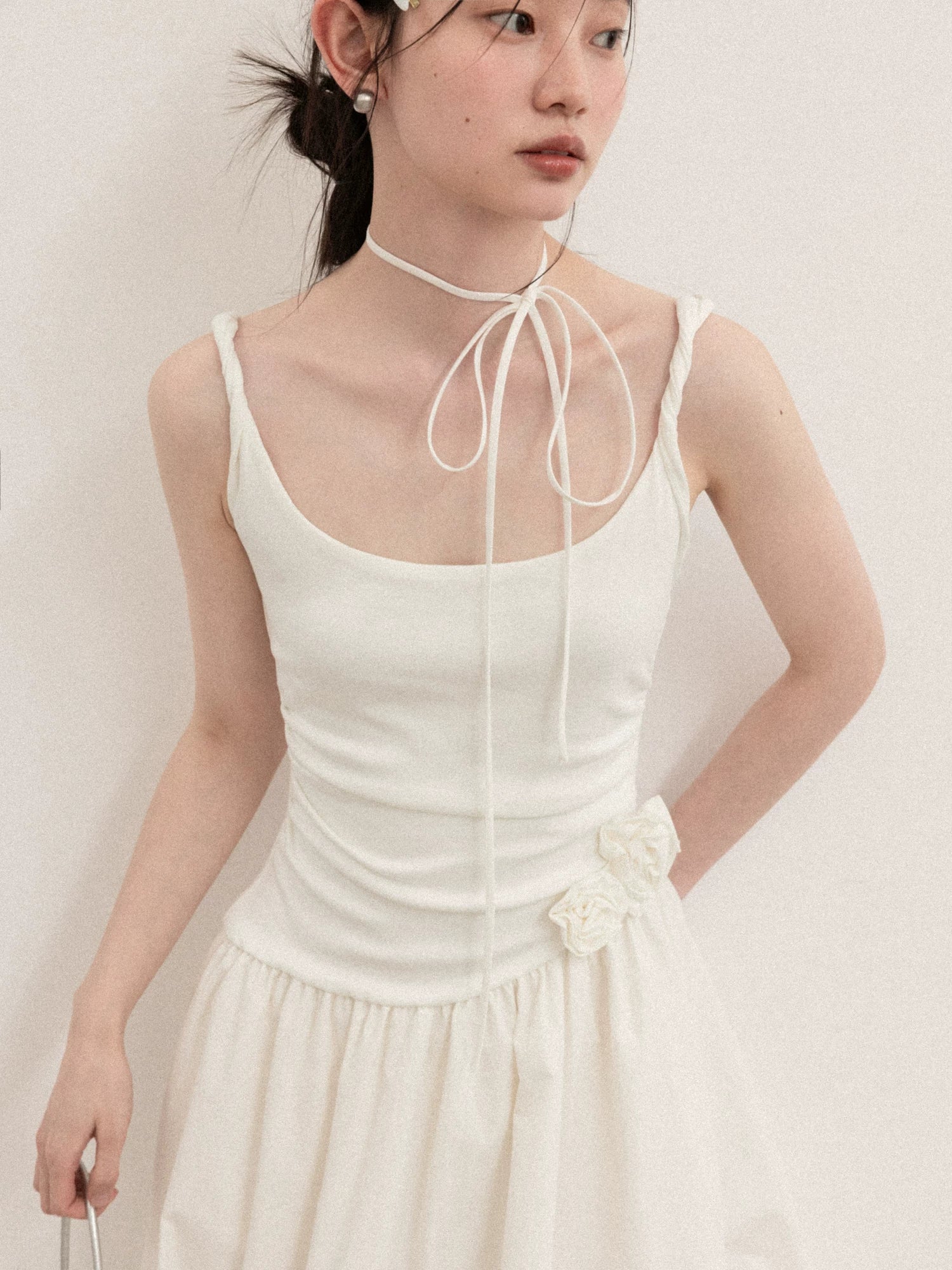 Cantonstory Simple Waist Suspender Dress