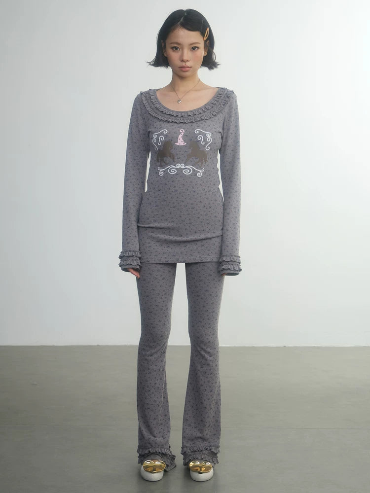 In Two Twos Pony Lace Floral Base Long Sleeve