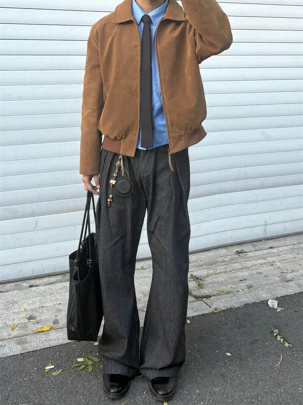 AMBSOM Velvet Suede Lapel Stand-Up Shoulder Jacket