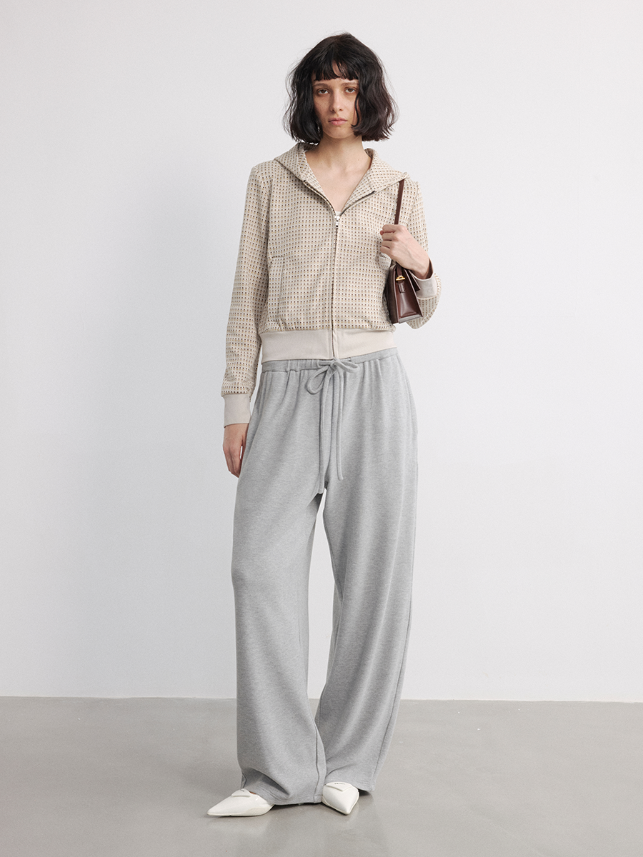 JCAESAR Contrasting Waist Polished Slacks