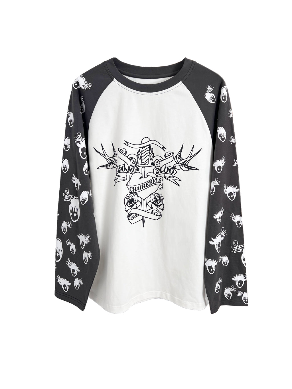CHAI Music Note Avatar Printing Contrasting Colors Loose Long Sleeves